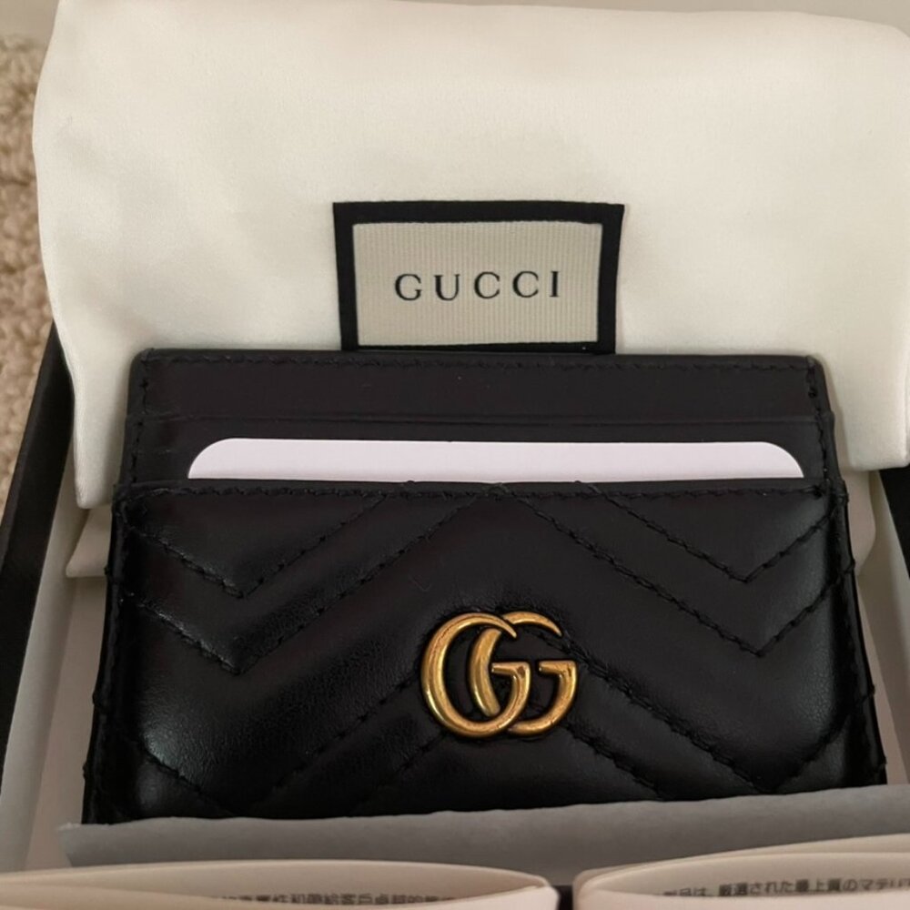 Authentic Black Gucci Marmont Card Holder